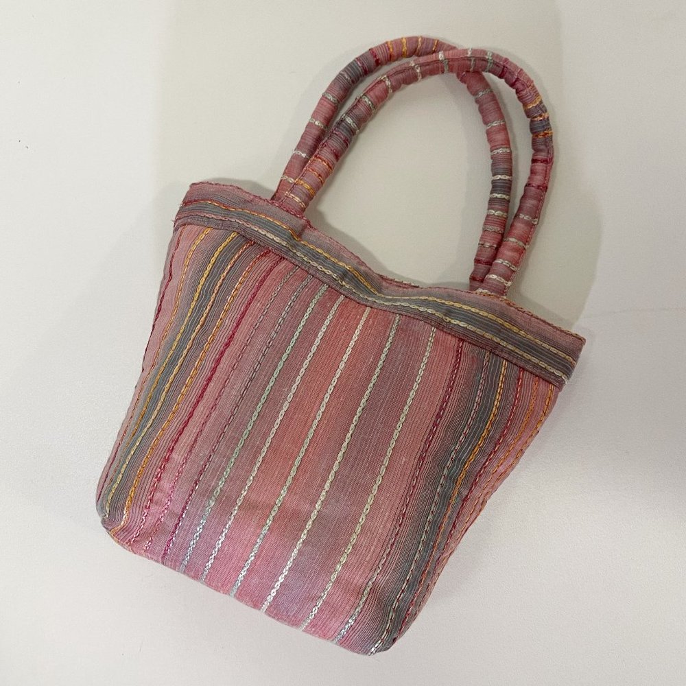 Evie L. Mini Striped Fabric Bucket Bag